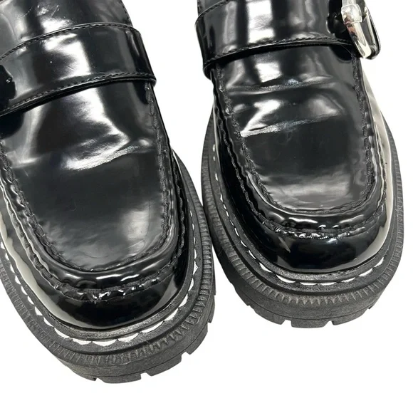 Sam Edelman Circus Everly Black Patent Platform Chunky Lug Loafers Women’s 8.5 - Picture 6 of 14